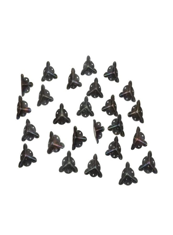 THS Corner Protector Decorative Fitting Bronze Metal Bracket with Nails Wooden Alloy Steel Jewellery Box (12Pcs, Antique-Design1), Triangular - Image 1