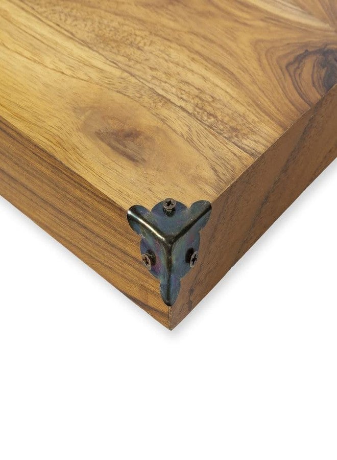 THS Corner Protector Decorative Fitting Bronze Metal Bracket with Nails Wooden Alloy Steel Jewellery Box (12Pcs, Antique-Design1), Triangular - Image 3
