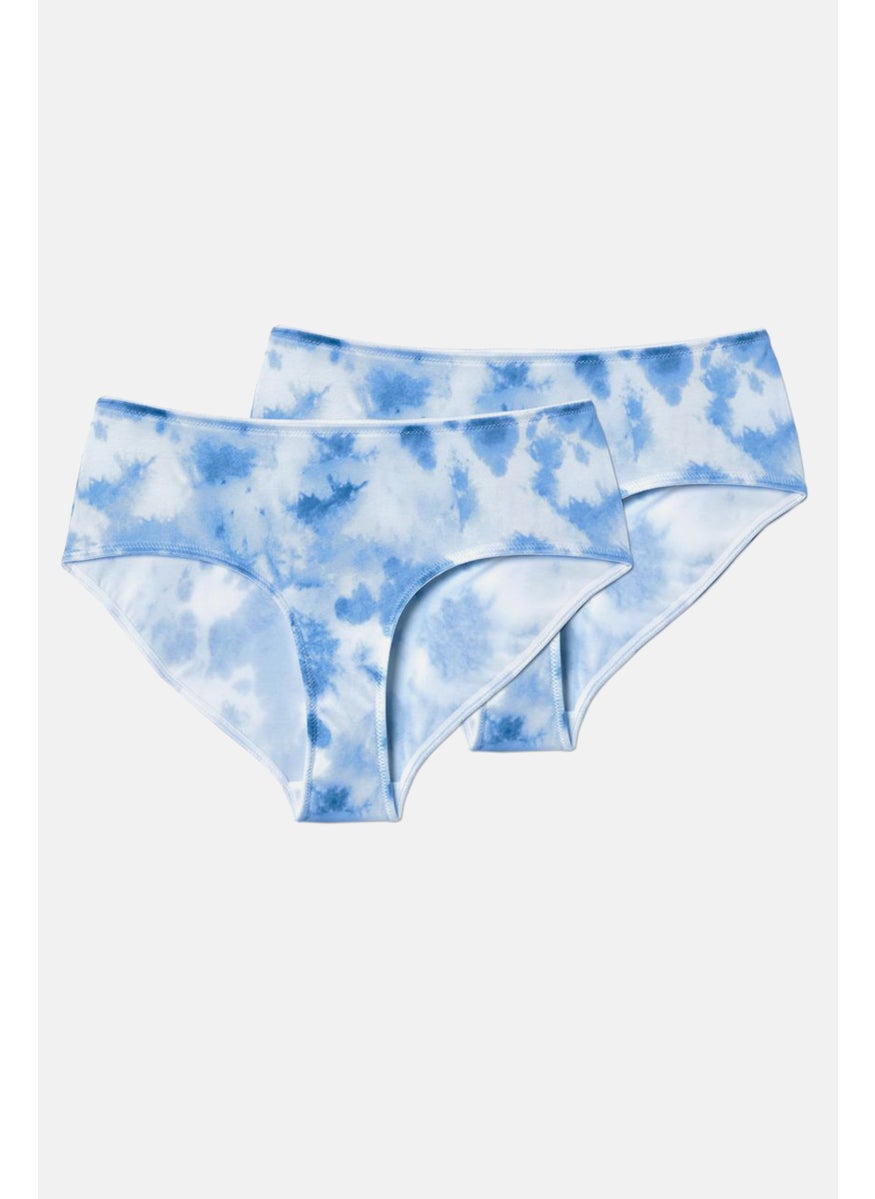 Tchibo Women 2 Piece Tie Dye Mini Briefs, Blue  - Image 2