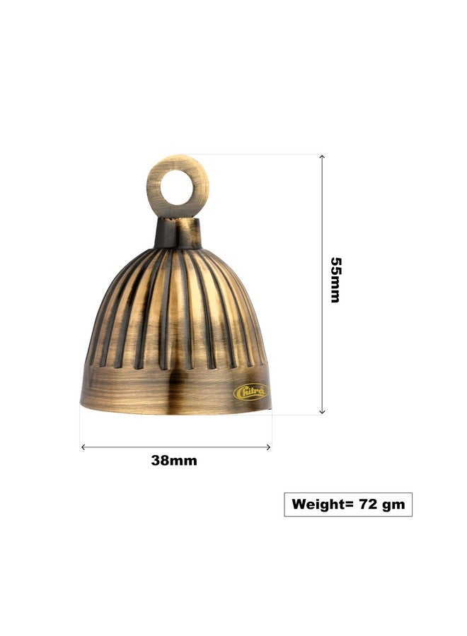 Chitra Brass Decorative Italian Bell for Pooja Rooms Pack of 6 (Antique Brass, 38mm) - Image 3