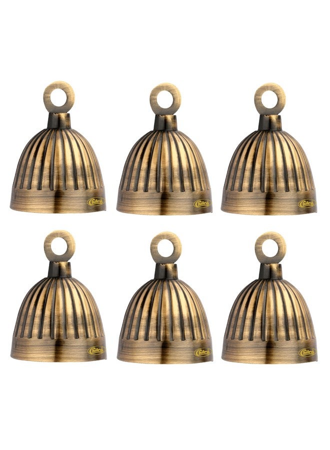 Chitra Brass Decorative Italian Bell for Pooja Rooms Pack of 6 (Antique Brass, 38mm) - Image 1