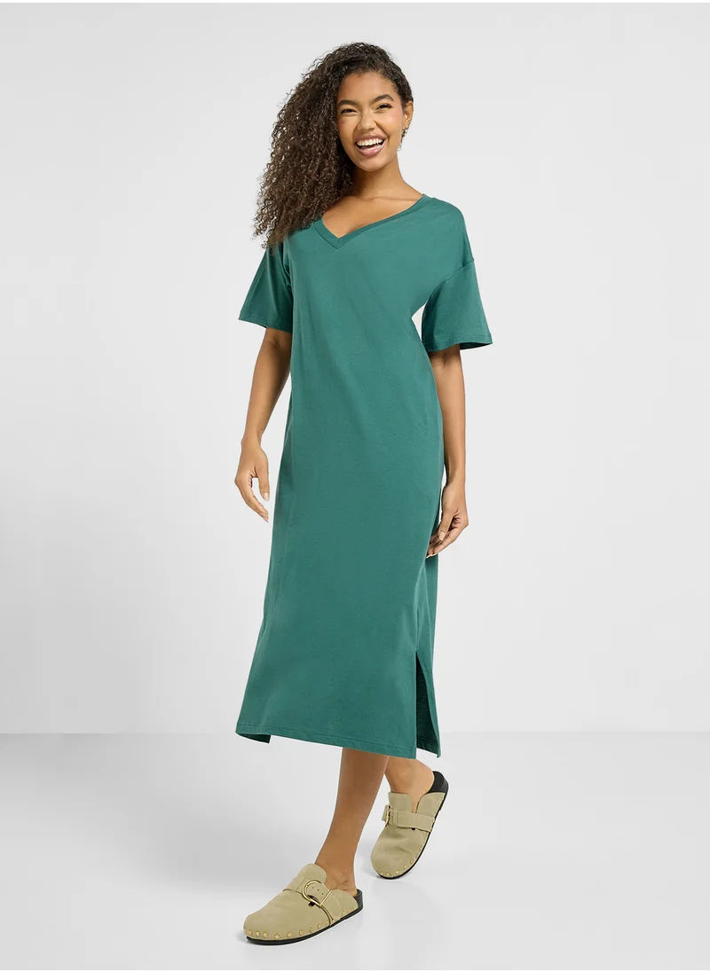 Ginger Basics 2 Pack Relaxed V-Neck Midi Dress