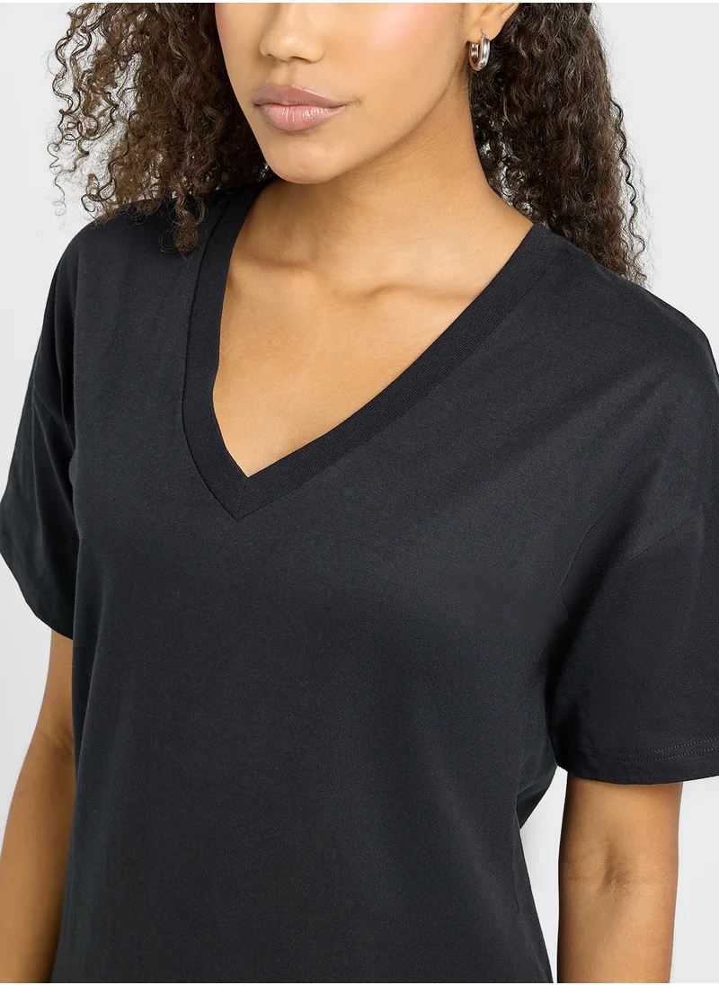Ginger Basics 2 Pack Relaxed V-Neck Midi Dress