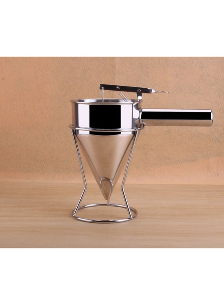 DubaiGallery موزع خليط الكعك والدونات من الفولاذ المقاوم للصدأ مع حامل لصنع الفطائر (فضي) - Image 4