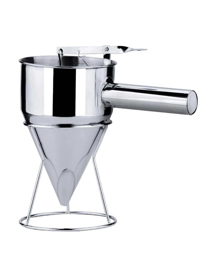 DubaiGallery موزع خليط الكعك والدونات من الفولاذ المقاوم للصدأ مع حامل لصنع الفطائر (فضي) - Image 1