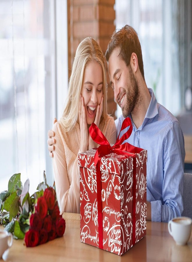 صندوق هدايا عيد الحب الكبير من جاي وايانغ مقاس 10 بوصات مع غطاء وشريط، صندوق هدايا عيد الحب الأحمر مع حشوة ورقية لتغليف هدايا حفلات عيد الحب. - Image 5