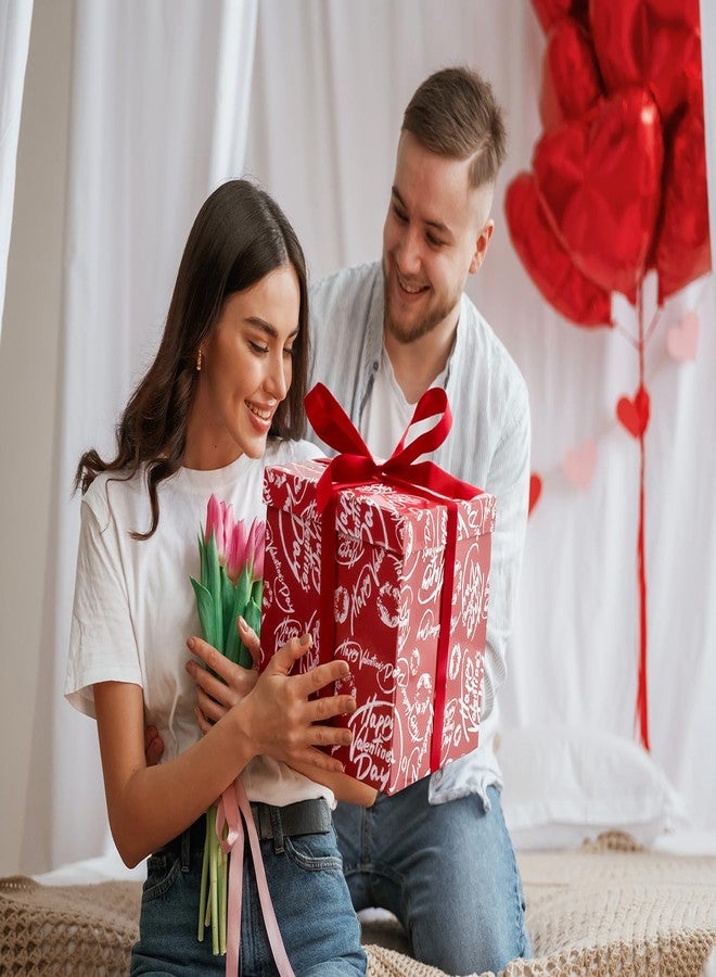 صندوق هدايا عيد الحب الكبير من جاي وايانغ مقاس 10 بوصات مع غطاء وشريط، صندوق هدايا عيد الحب الأحمر مع حشوة ورقية لتغليف هدايا حفلات عيد الحب. - Image 4