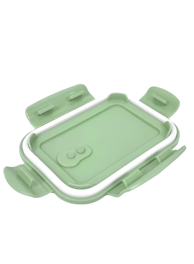 صندوق غداء من 4 قطع، مصنوع من زجاج البورسليكات، قابل للاستخدام في الميكروويف، وحاوية تخزين طعام زجاجية - Image 4