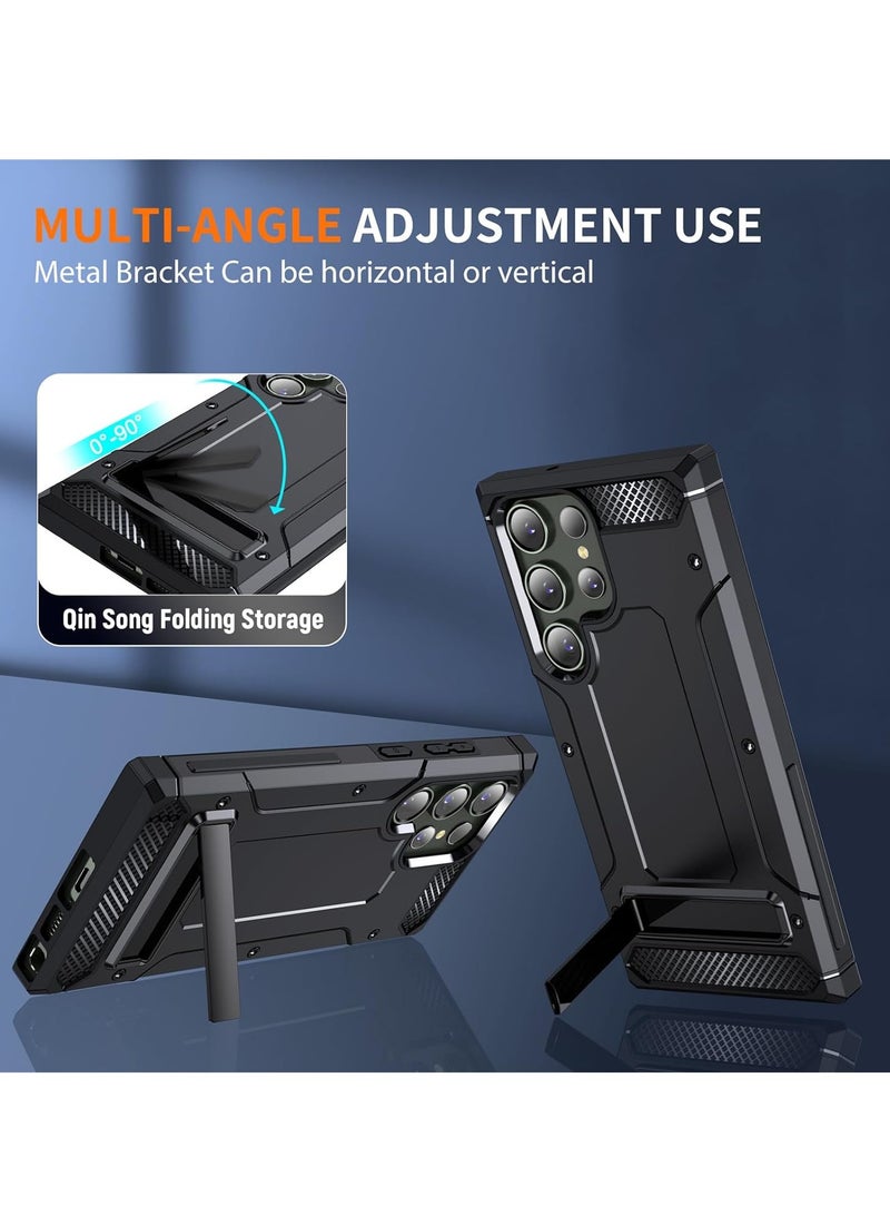 Mmmon Compatible With For Samsung Galaxy S23 Ultra 5G Case with Built in Kickstand Shockproof Protective Phone Case for Samsung Galaxy S23 Ultra 5G (Black) - Image 3