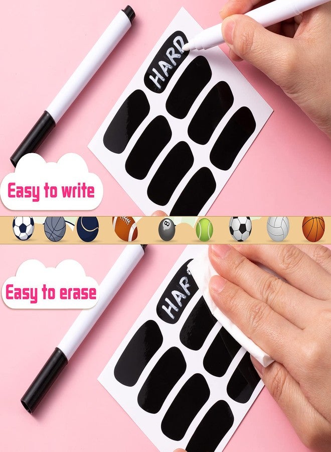 Leelosp 160 Pieces Sports Eye Stickers for Kids Football Softball Baseball Face Stickers Lacrosse Fans Eye Strips with 2 Pencils for Party Game Sport Supplies(Black, Pink) - Image 3