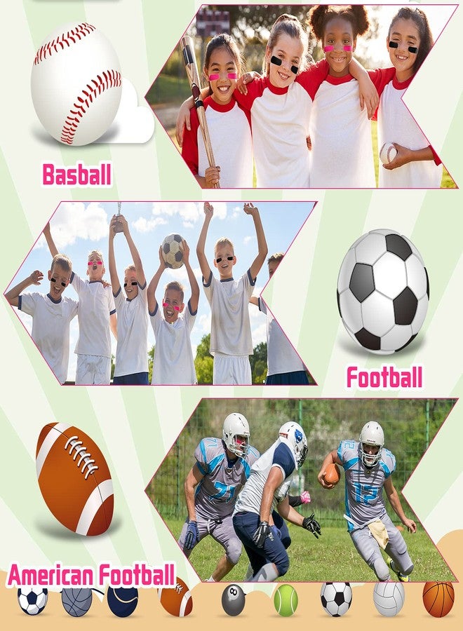 Leelosp 160 Pieces Sports Eye Stickers for Kids Football Softball Baseball Face Stickers Lacrosse Fans Eye Strips with 2 Pencils for Party Game Sport Supplies(Black, Pink) - Image 5