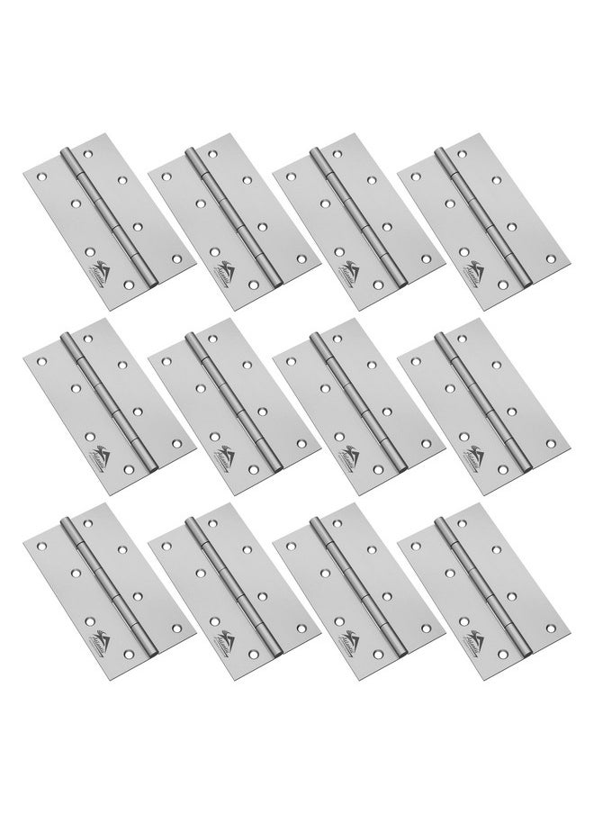 Atlantic - Atlantic Window Door Hinges 4 Inch x 14 Gauge/2 MM Thickness Home, Office, Hotel for Main Window Door, Bedroom, Kitchen, Bathroom, Premium Stainless Steel Welded Head (Matt Finish, Pack of 12 Pcs) - Image 1