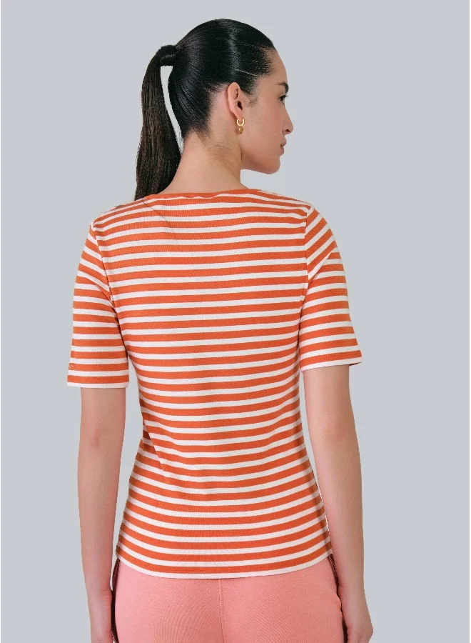 غانت Slim Striped 1X1 Ribbed T-Shirt