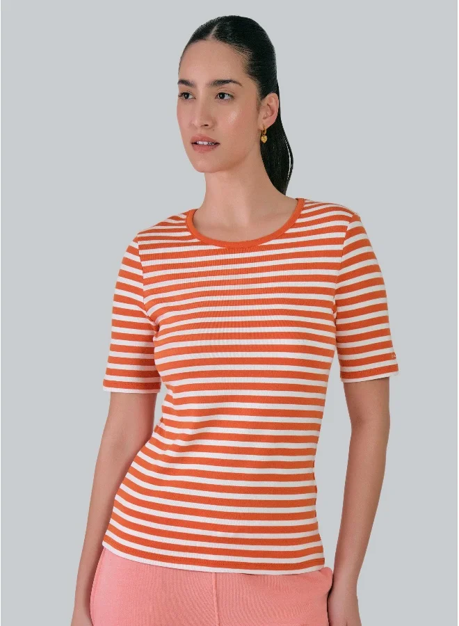 غانت Slim Striped 1X1 Ribbed T-Shirt