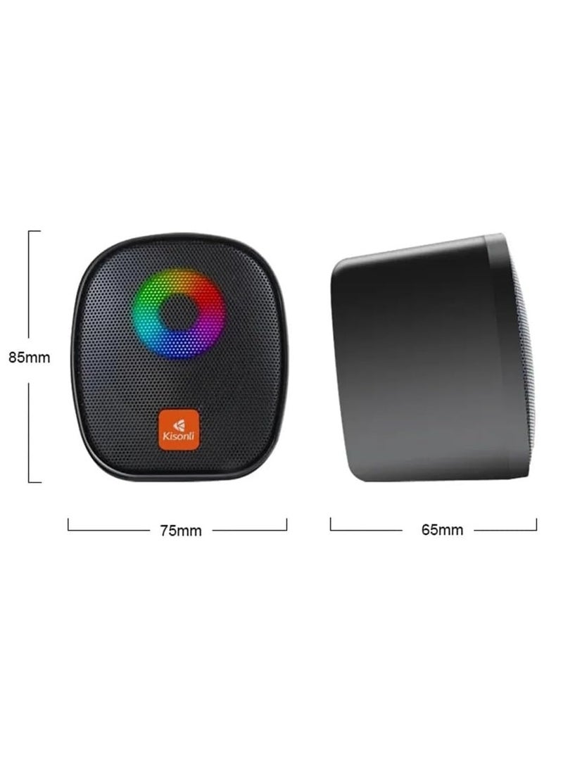 Kisonli X11 USB Mini Portable Computer Speaker with Dual Stereo 6W Sound and RGB Lighting - Image 3