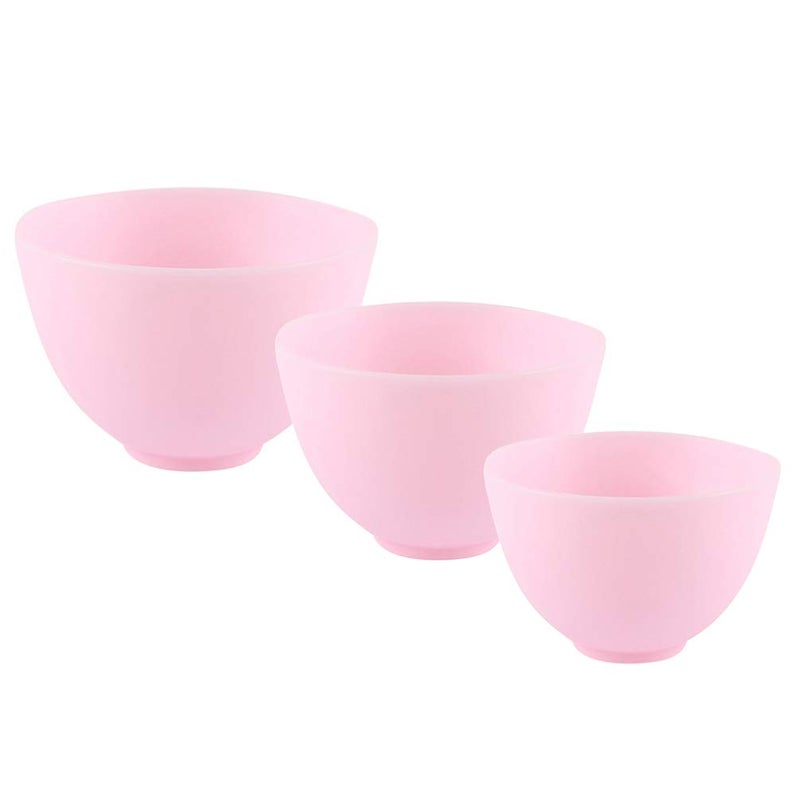 EXCEART 3Pcs 3 Sizes Pink Silicone Mixing Bowls for Facial Masks DIY Beauty Spice Storage Non-Stick Flexible Face Mask Bowl Set for Home Use - Image 1