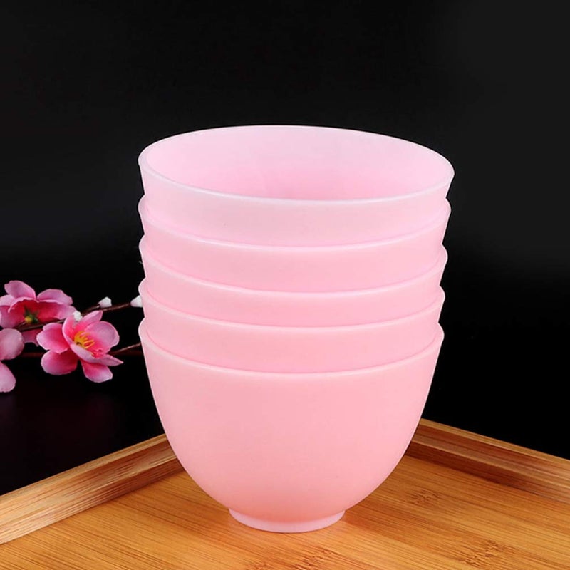 EXCEART 3Pcs 3 Sizes Pink Silicone Mixing Bowls for Facial Masks DIY Beauty Spice Storage Non-Stick Flexible Face Mask Bowl Set for Home Use - Image 5