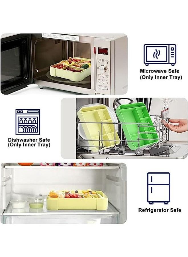 Arabest Children's Lunch Box with Compartments - 1300 ml BPA-Free Bento Box Lunch Box Children's Lunch Box Leak-proof with 5 Compartments Lunch Box for Adults, Girls & Boys, Microwave/Dishwasher Safe  - Image 5