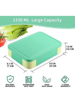 Arabest Children's Lunch Box with Compartments - 1300 ml BPA-Free Bento Box Lunch Box Children's Lunch Box Leak-proof with 5 Compartments Lunch Box for Adults, Girls & Boys, Microwave/Dishwasher Safe  - Image 4