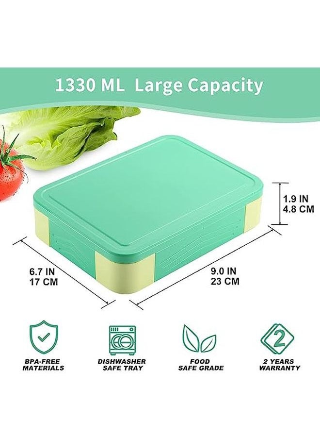 Arabest Children's Lunch Box with Compartments - 1300 ml BPA-Free Bento Box Lunch Box Children's Lunch Box Leak-proof with 5 Compartments Lunch Box for Adults, Girls & Boys, Microwave/Dishwasher Safe  - Image 4