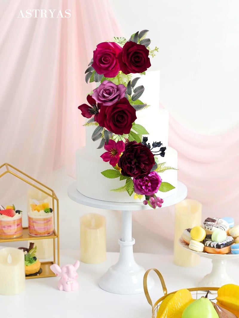 ASTRYAS Artificial Flowers Combo Fake Silk Roses Peonies Fuax Fuchsia Flowers for DIY Wedding Bridal Bouquets, Baby Shower, Floral Arrangement, Table Centerpieces, Home Decorations(Hot Pink) - Image 4