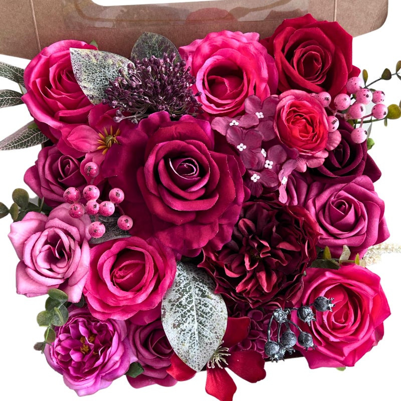 ASTRYAS Artificial Flowers Combo Fake Silk Roses Peonies Fuax Fuchsia Flowers for DIY Wedding Bridal Bouquets, Baby Shower, Floral Arrangement, Table Centerpieces, Home Decorations(Hot Pink) - Image 1