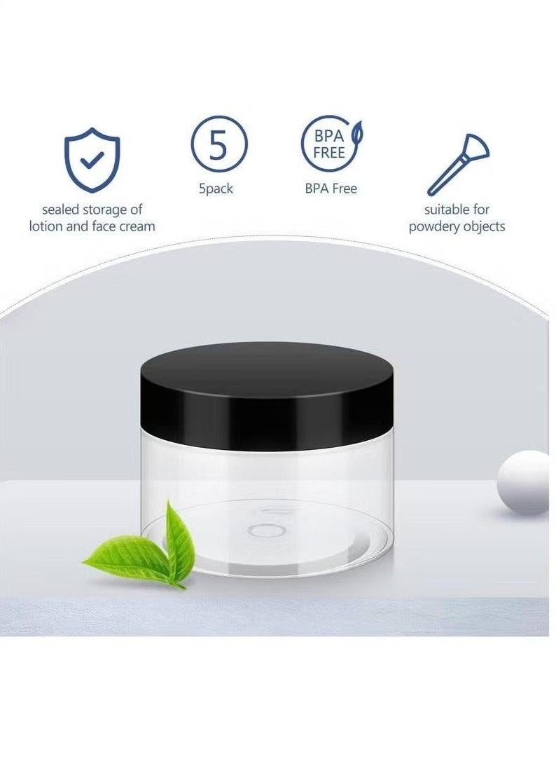 1.5 Oz Cosmetic Cream Jars, 5-Pack, Small Plastic Storage Containers with Lids for Creams/Lotions - Image 2