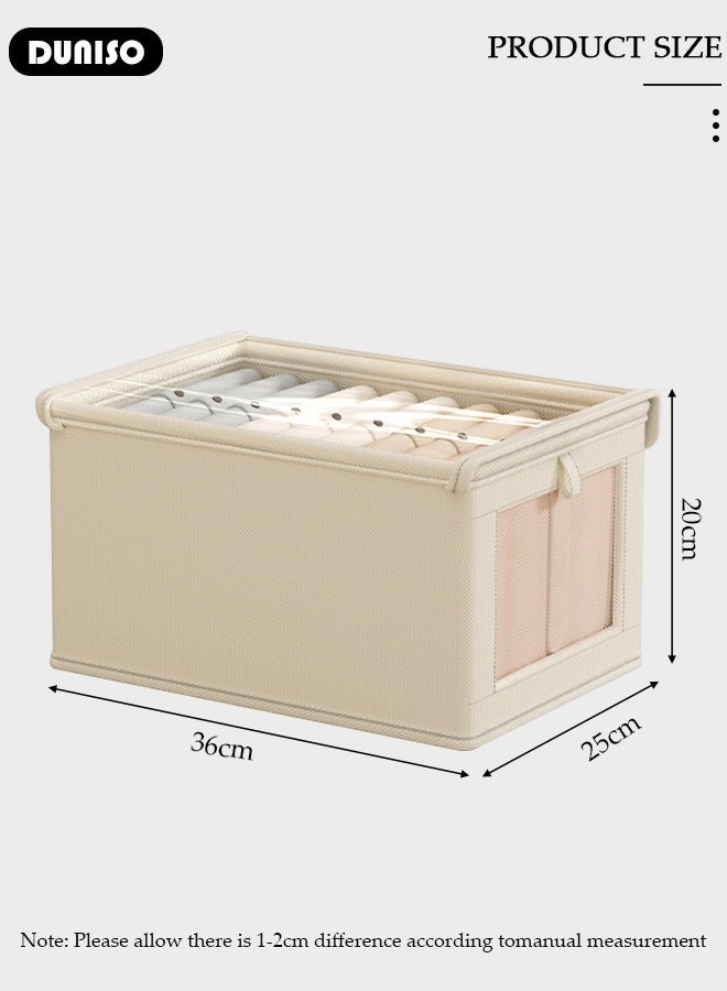 DUNISO 3 Pieces Foldable Closet Storage Organizer with Clear Lid and Window, Washable Closet Storage Boxes with Carrying Handles , Stackable Wardrobe Clothes Organizer,Cube Storage Bin for Clothes Wardrobe Home Bedroom Office - Image 4