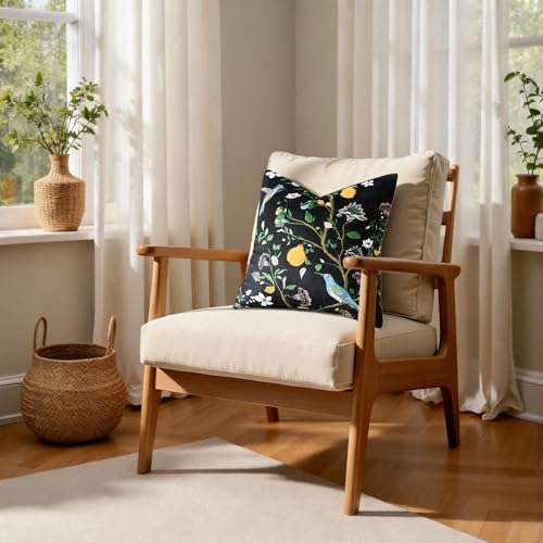 MUSSEL Black Floral Pillow Covers 18x18 Set of 2, Velvet Wild Flower Plant Throw Pillows Case, Square Farmhouse Decor Cushion Covers for Home Sofa Bed Couch - Image 2
