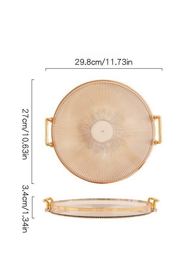 SHABILI Round Acrylic Serving Tray，Dresser Jewelry Ring Dish Tank Storage Kitchen Countertop Organizer Plate Holder for Perfume Towel Bathroom Accessories, Coffee Table Tray for Living Room, Bathroom,1 Pack  - Image 5