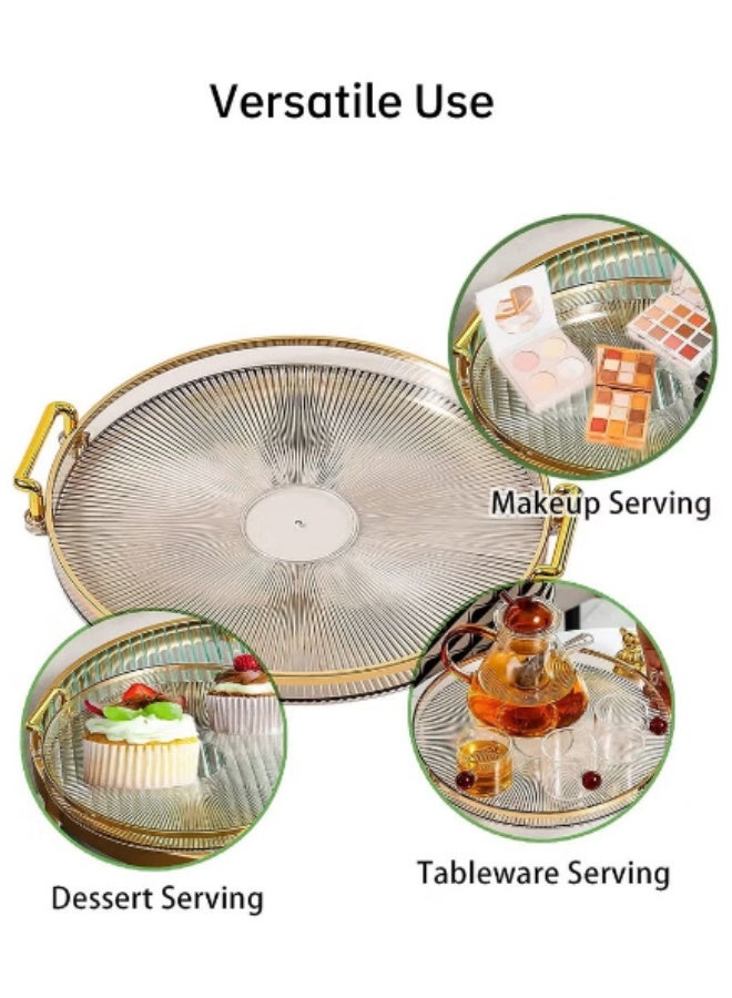 SHABILI Round Acrylic Serving Tray，Dresser Jewelry Ring Dish Tank Storage Kitchen Countertop Organizer Plate Holder for Perfume Towel Bathroom Accessories, Coffee Table Tray for Living Room, Bathroom,1 Pack  - Image 3