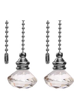 Y&D 2pcs Ceiling Fan Pull Chains, Light Chain Cord Handle Extension Beaded 30cm Crystal Diamond Chain, for Bathroom Toilet Light,  - Image 1