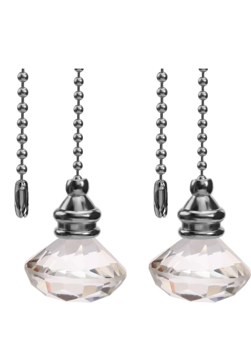 Y&D 2pcs Ceiling Fan Pull Chains, Light Chain Cord Handle Extension Beaded 30cm Crystal Diamond Chain, for Bathroom Toilet Light,  - Image 1