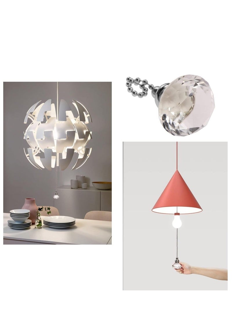 Y&D 2pcs Ceiling Fan Pull Chains, Light Chain Cord Handle Extension Beaded 30cm Crystal Diamond Chain, for Bathroom Toilet Light,  - Image 3
