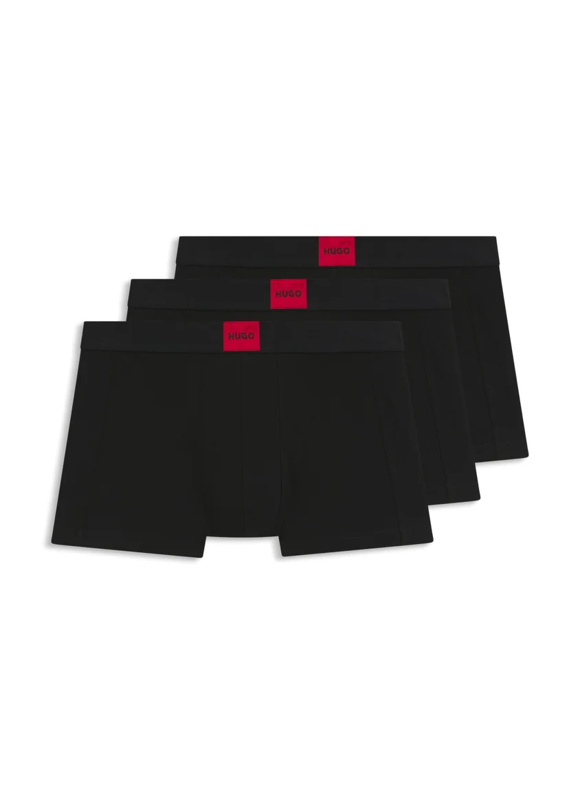 هوجو Three-pack of stretch-cotton trunks with logo waistbands