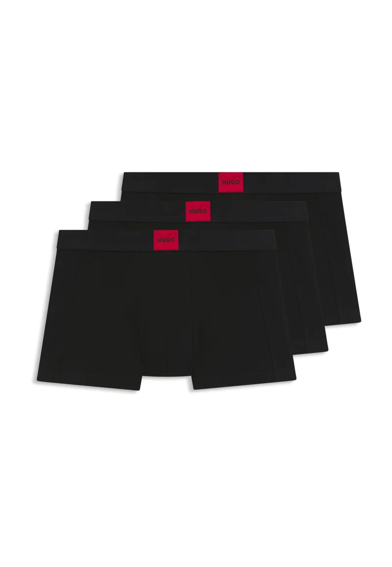 هوجو ثلاثة أطقم بوكسرات قطنية مطاطية بشعارات على الخصر
