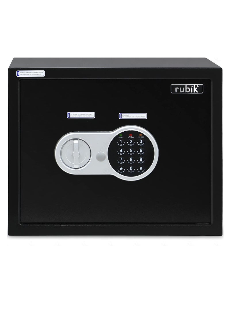 Rubik - Safe Box Large A4 Documents Size Security Locker with Digital Keypad and Key Lock for Cash Jewelry Passports Home Office (Size 30x38x30cm) Black - Image 1