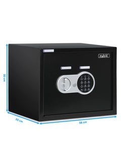 Rubik Safe Box Large A4 Documents Size Security Locker with Digital Keypad and Key Lock for Cash Jewelry Passports Home Office (Size 30x38x30cm) Black  - Image 3