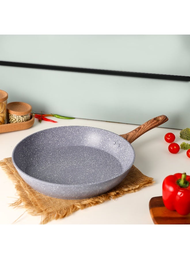 DELCASA Delcasa 28cm Essential Frypan Strong Forged Aluminum Body with Granite Coating and Heat Resistant Wooden Finish Bakelite Handle  - Image 1