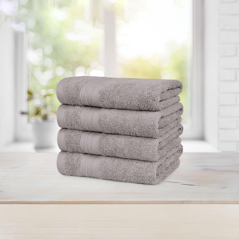 Trident منشفة تريداينت سوفت كومفورت إير الغنية 100% قطن، منشفة يد للاستخدام اليومي، 500 غم عالية الامتصاص للرجال/النساء، مجموعة 4 قطع من مناشف اليد (41 سم × 66 سم)، رمادي غامق - Image 3