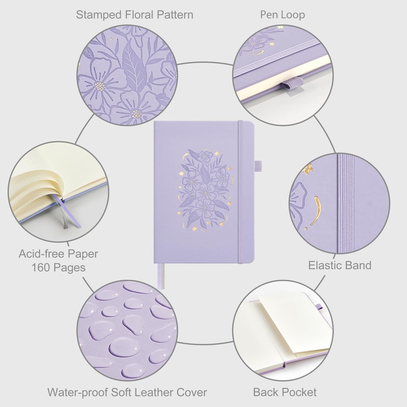 &And Per Se ⩓ Per Se Bullet Dotted Journal, A5 Hardcover Aesthetic Notebook â€“ 160 Pages 100gsm Thick Dot Grid Paper, 3 Sticker Sheets â€“ Gift-Ready Journaling Kit for Women (Lavender) - Image 4