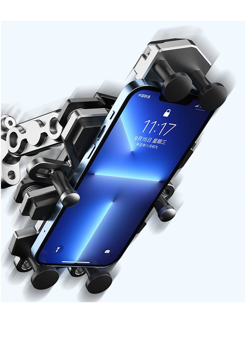 SYOSI - Motorcycle Phone Mount with Vibration Dampener ATV Bike Aluminum Alloy Adjustable Handlebar Cell Phone Holder with Auto Lock 360° Rotation U-Bolt Base for iPhone Galaxy and More 4.7''-7.2'' Phones - Image 1