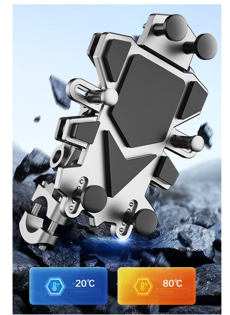 SYOSI - Motorcycle Phone Mount with Vibration Dampener ATV Bike Aluminum Alloy Adjustable Handlebar Cell Phone Holder with Auto Lock 360° Rotation U-Bolt Base for iPhone Galaxy and More 4.7''-7.2'' Phones - Image 1