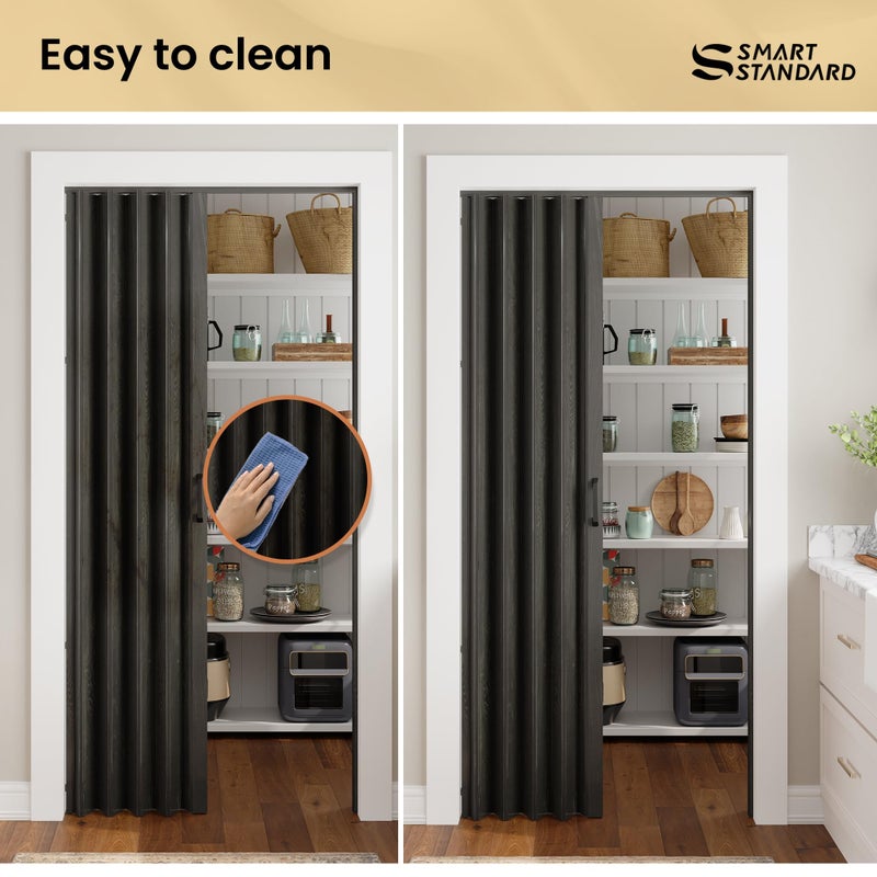 SmartStandard 48" x 80" Accordion Doors Interior, Double Walled Accordion Folding Doors for Closet, PVC Accordian Door for Doorway Bathroom Basement, Easy to Assemble, Black - Image 5