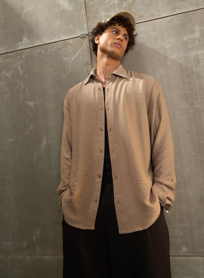 ساسافراس قميص ساسافراس بقبة سادة ومقاس عادي - Image 1