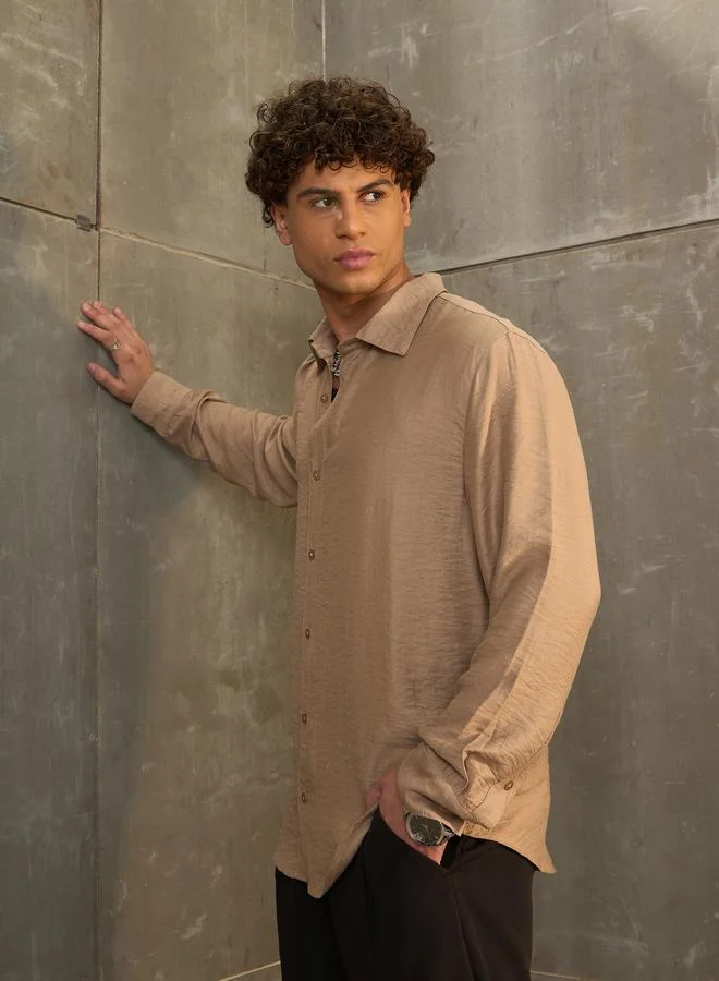 SASSAFRAS SASSAFRAS Solid Spread Collar Regular Fit Shirt