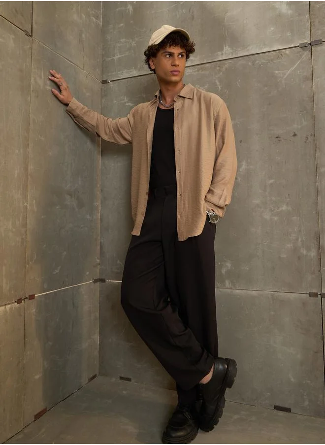ساسافراس Sassafras Solid Spread Collar Regular Fit Shirt
