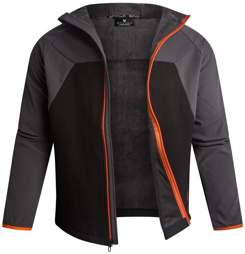 Spyder Mens Softshell Jacket - Faux Fur Lined Water Wind Resistant Performance Mens Fleece Jacket for Hiking Running Jogging, Size Large, Polar Colorblock - Image 3