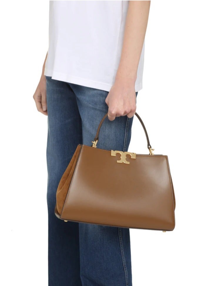 Burch Tory  Eleanor Leather Suede Trimmed Shoulder Crossbody Tote Bag - Image 4