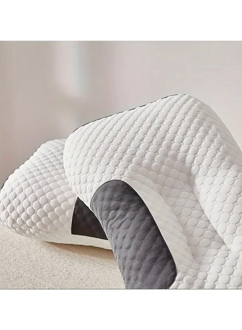 DubaiGallery 1pc Adult Pillowcase, Knitted Antibacterial Cotton Neck Pillow, Soft Sleep Aid Pillow, Adjustable Ergonomic Corrective Contour Support Pillow, Removable Pillowcase - Image 2